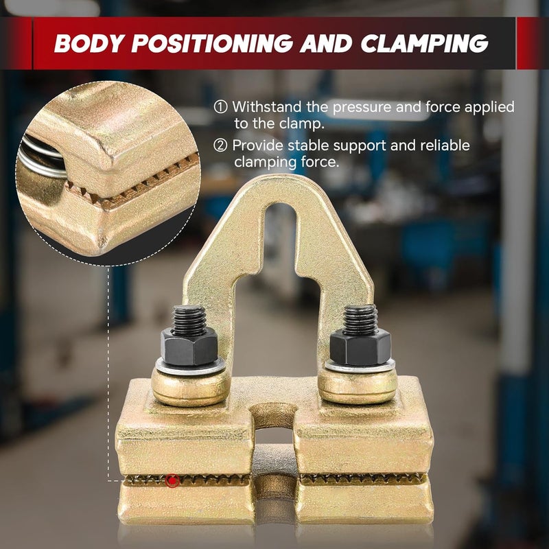 weyleity Professional 5 Ton Auto Body Repair Clamp Kit | Heavy Duty Right Angle Multi Hook Point Pull Clamp for Precision Dent Pulling and Frame Straightening, Gold Steel Back Clamp Puller - Image 5